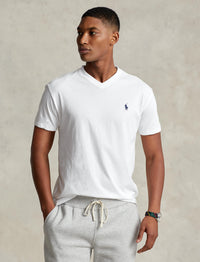 T-shirt classique à col V en jersey - White