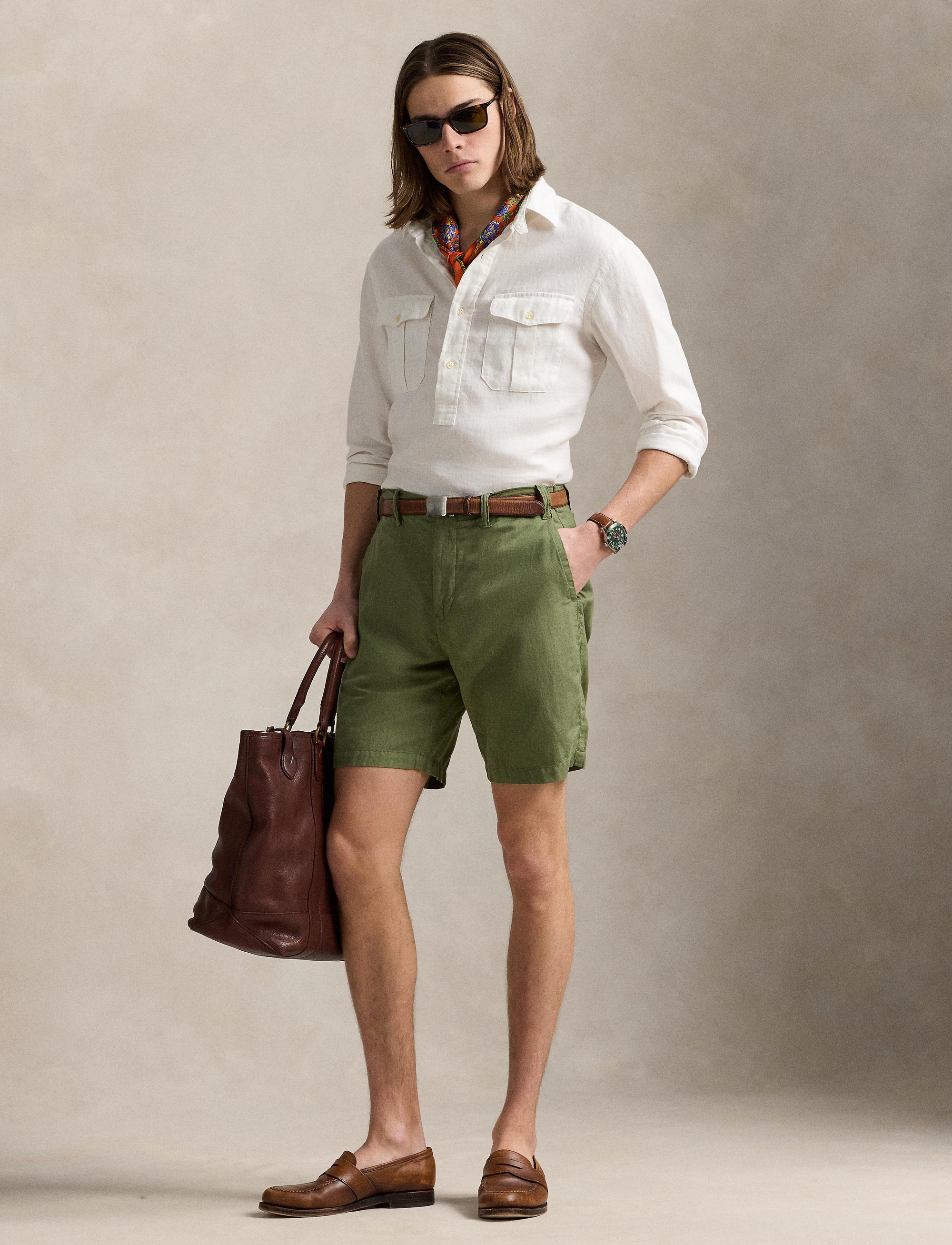 Short classique en lin - Tree Green