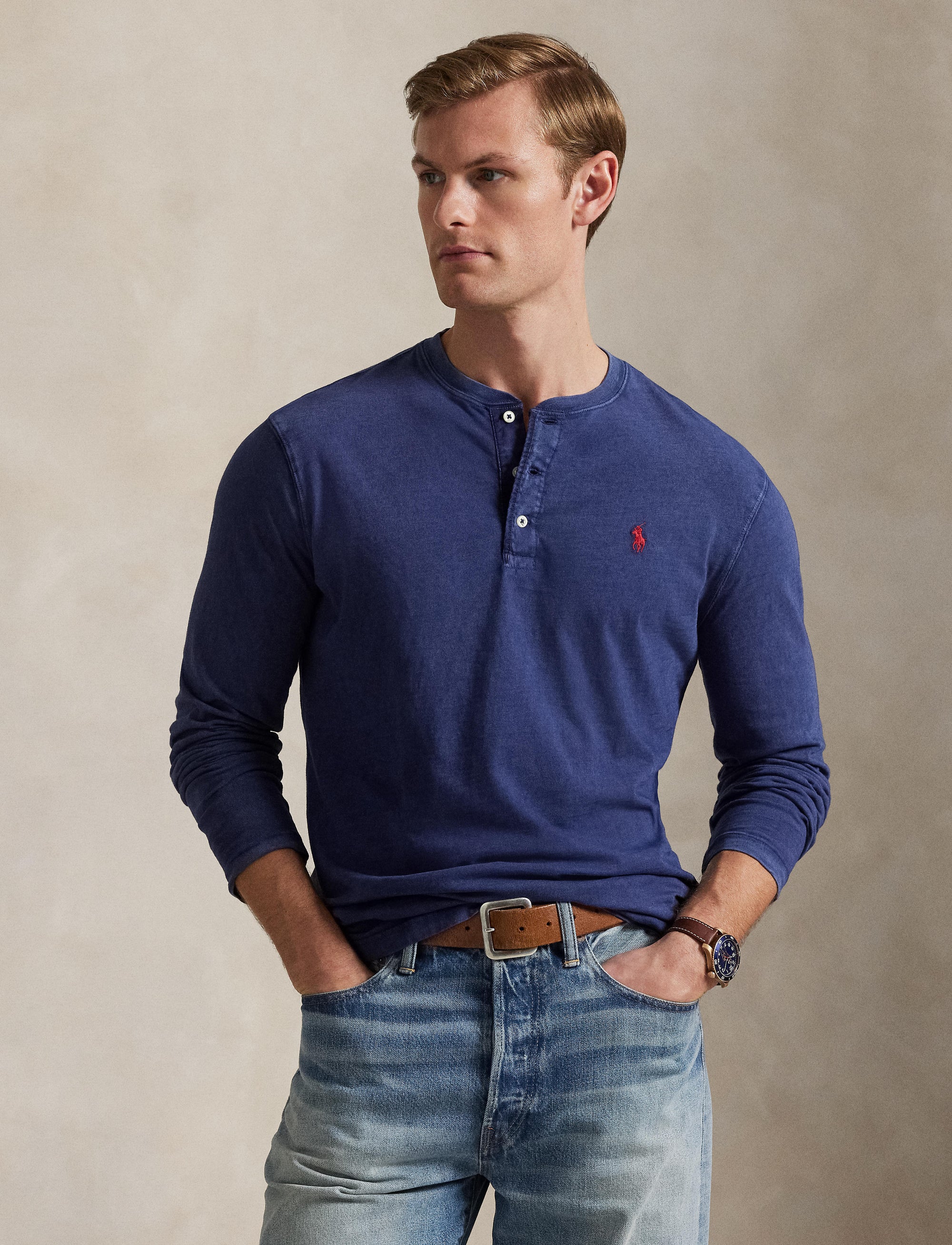 Top col tunisien en jersey flammé - Cruise Navy