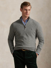 Pull demi-zippé en laine - Fawn Grey Heather