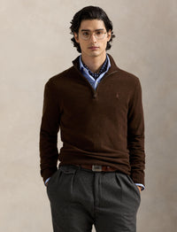 Pull demi-zippé en laine - Cacao Brown Heather