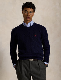 Pull à torsades en laine - Hunter Navy