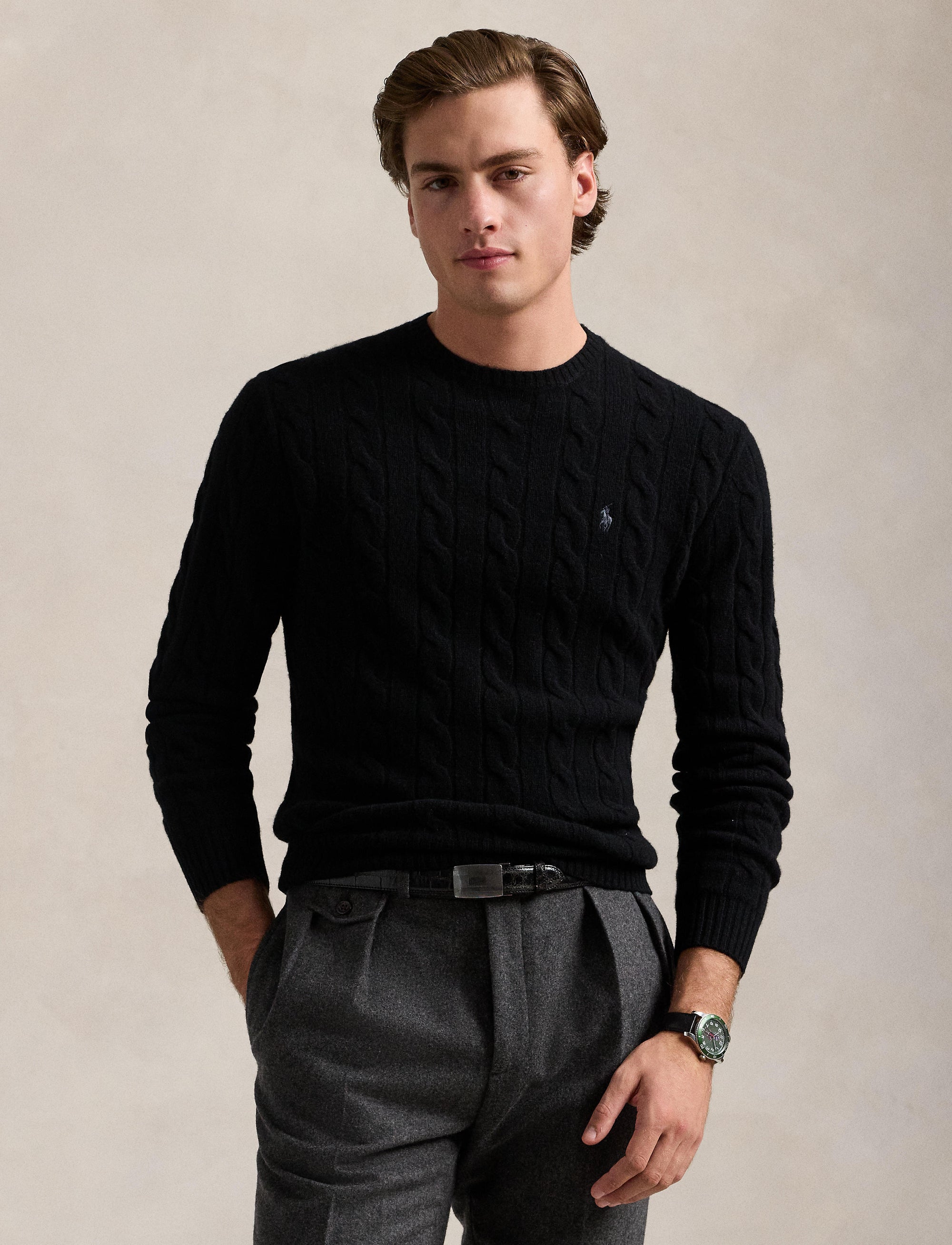Pull en laine torsadée - Polo Black