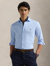 Jersey flared collar shirt - Office Blue