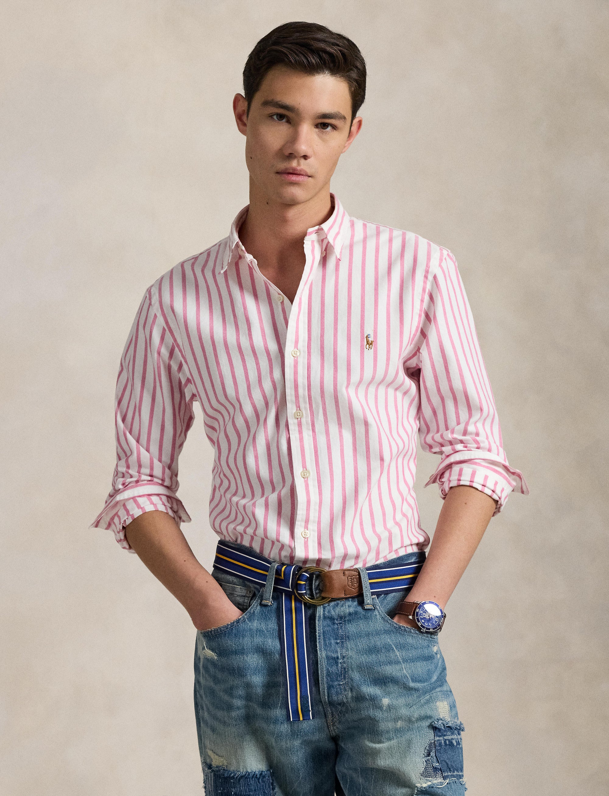 1pcs / NEW // 5149B PINK/WHITE SPORT SHIRT LONG SLEEVE CUBDPPCS