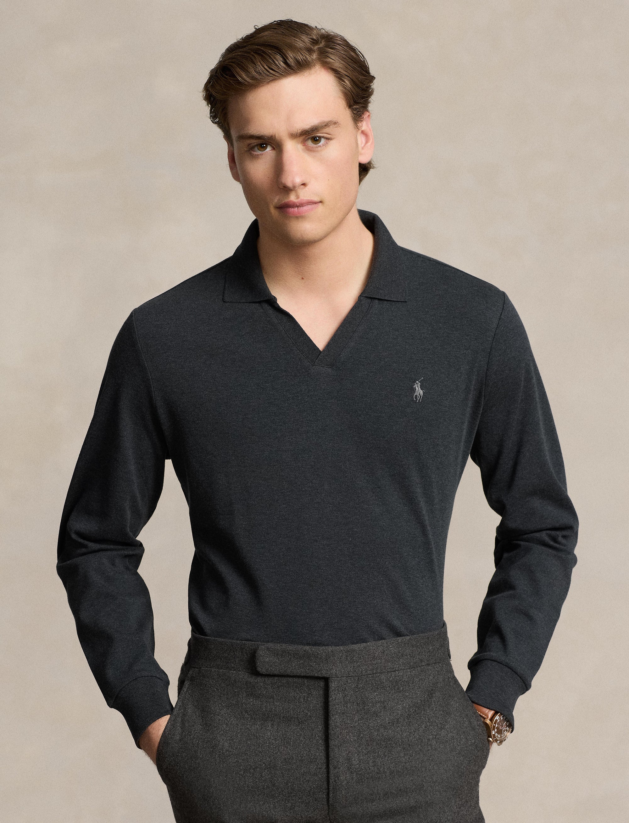 32pcs / NEW // BLACK MARL HEATHER/C9911 POLO SHIRT LONG SLEEVE LSJCCLSM13