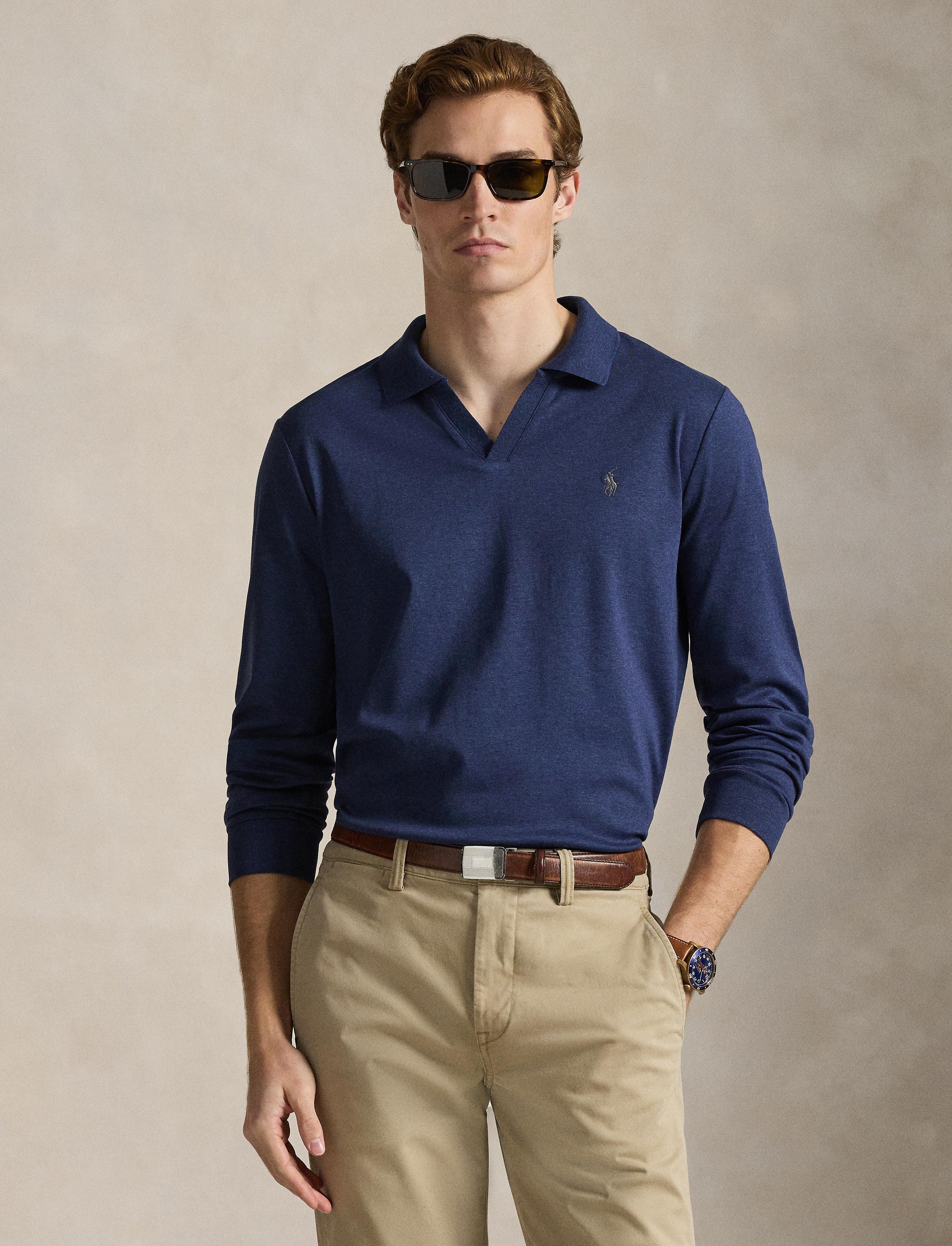 Classic Fit polo shirt in soft cotton - Spring Navy Heather
