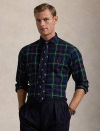 Chemise écossaise ajustée en sergé - Evergreen & Red