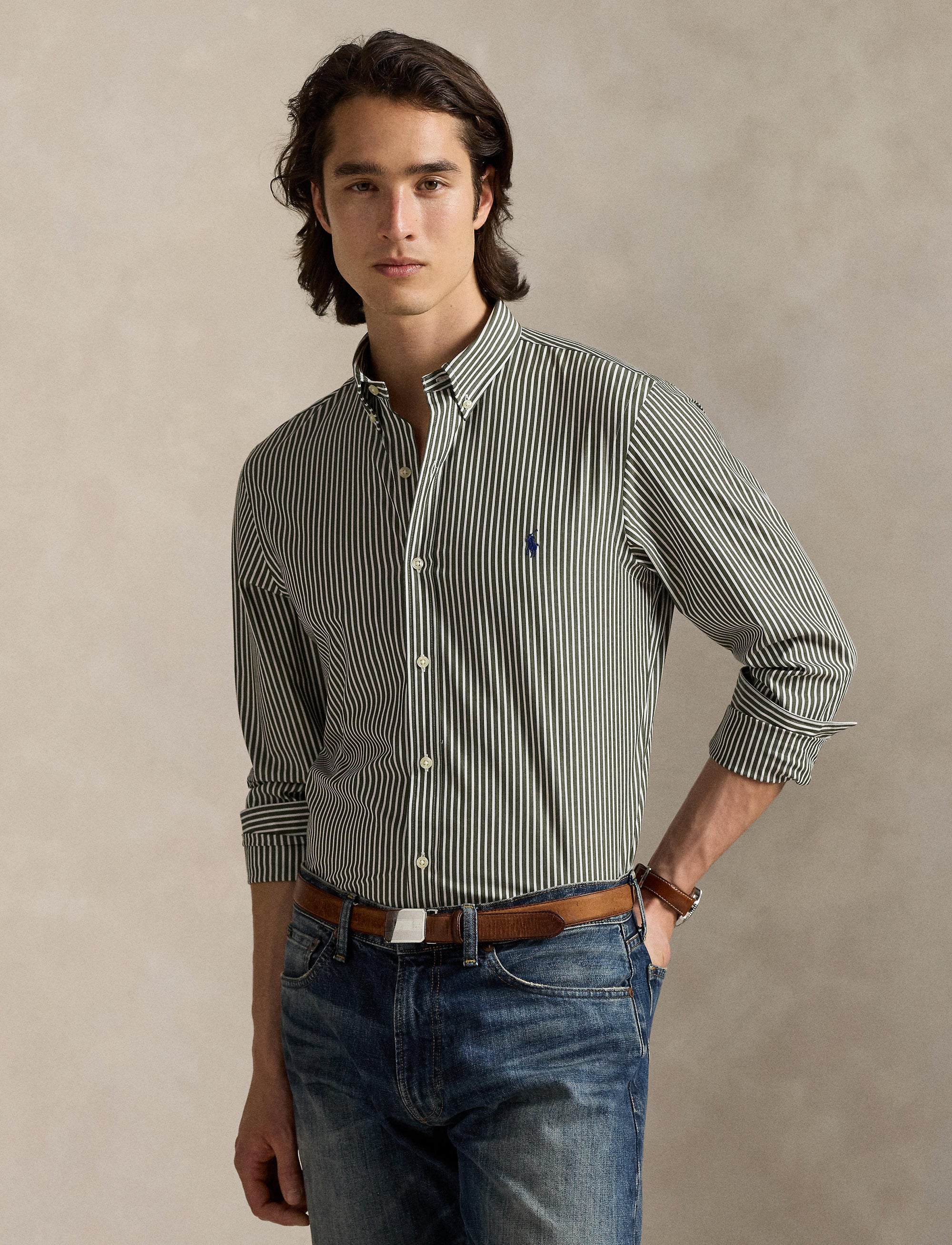 Chemise rayée Custom Fit popeline - Armadillo & White