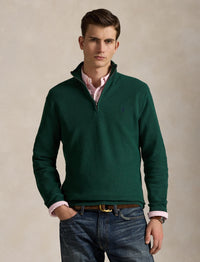 Pull demi-zippé en coton piqué - Vintage Pine