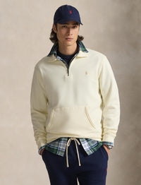 Sweat demi-zippé en coton bouclé - Clubhouse Cream