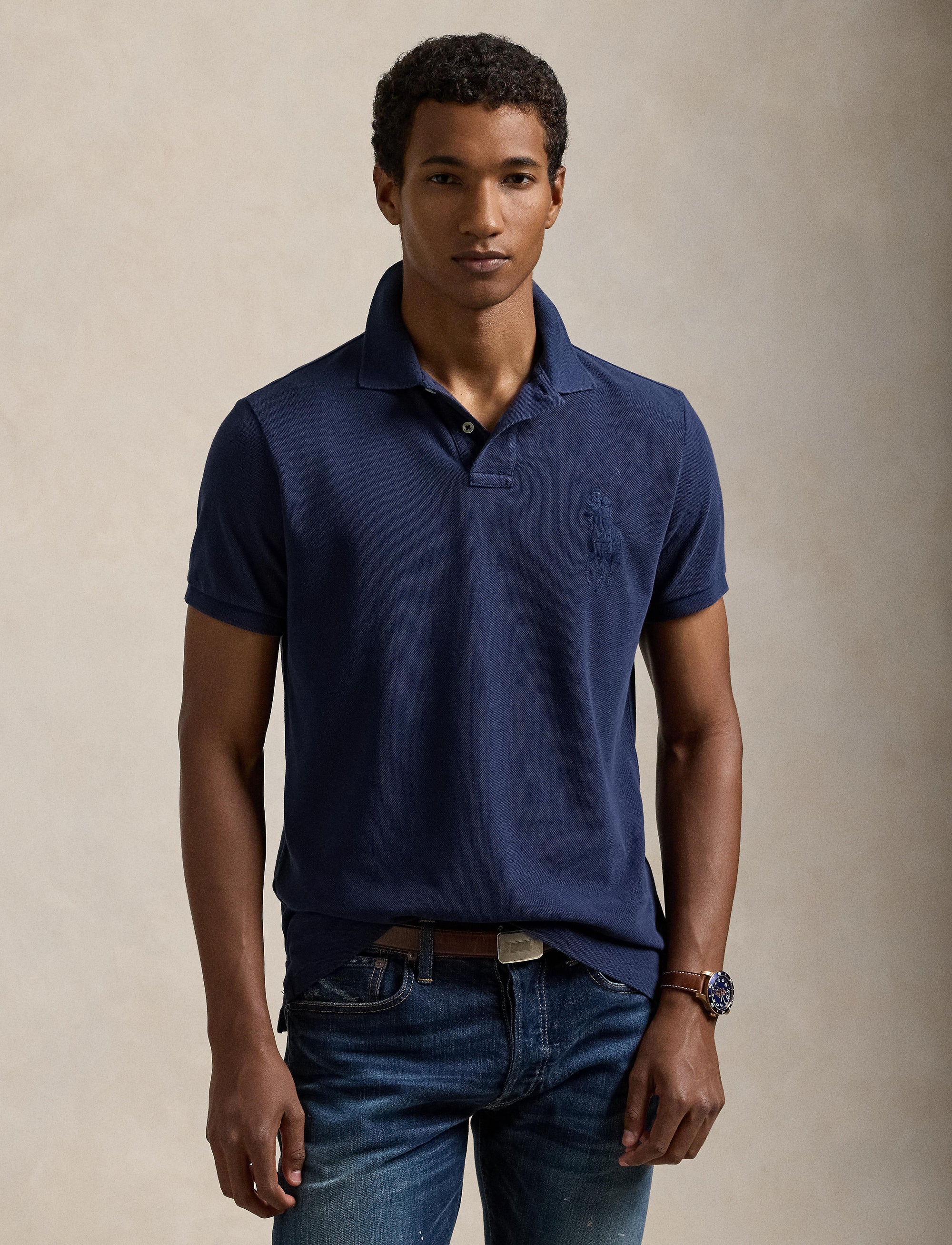 Polo Big Pony en piqué coupe ajustée - Cruise Navy