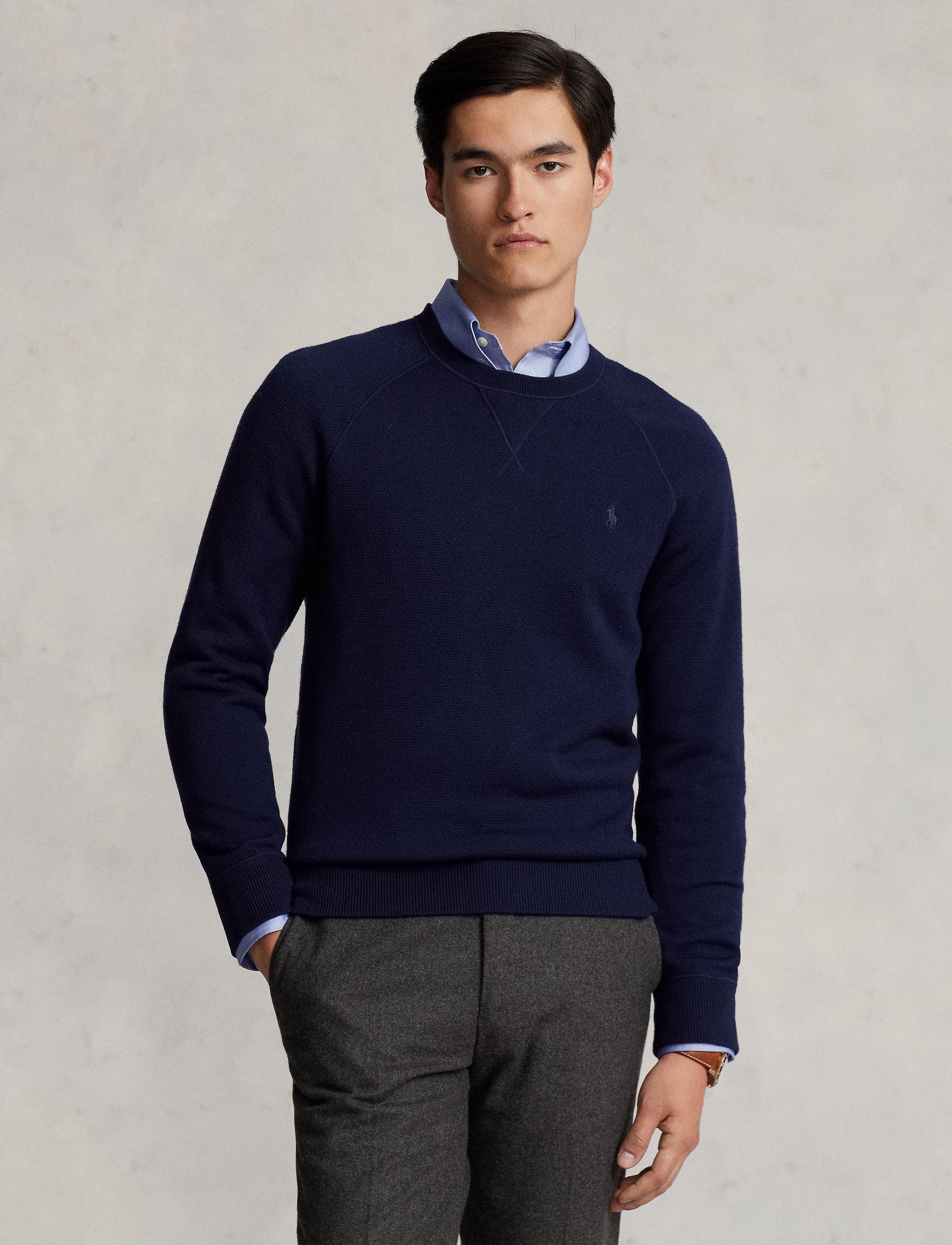 Pull Slim Fit en laine lavable - Hunter Navy