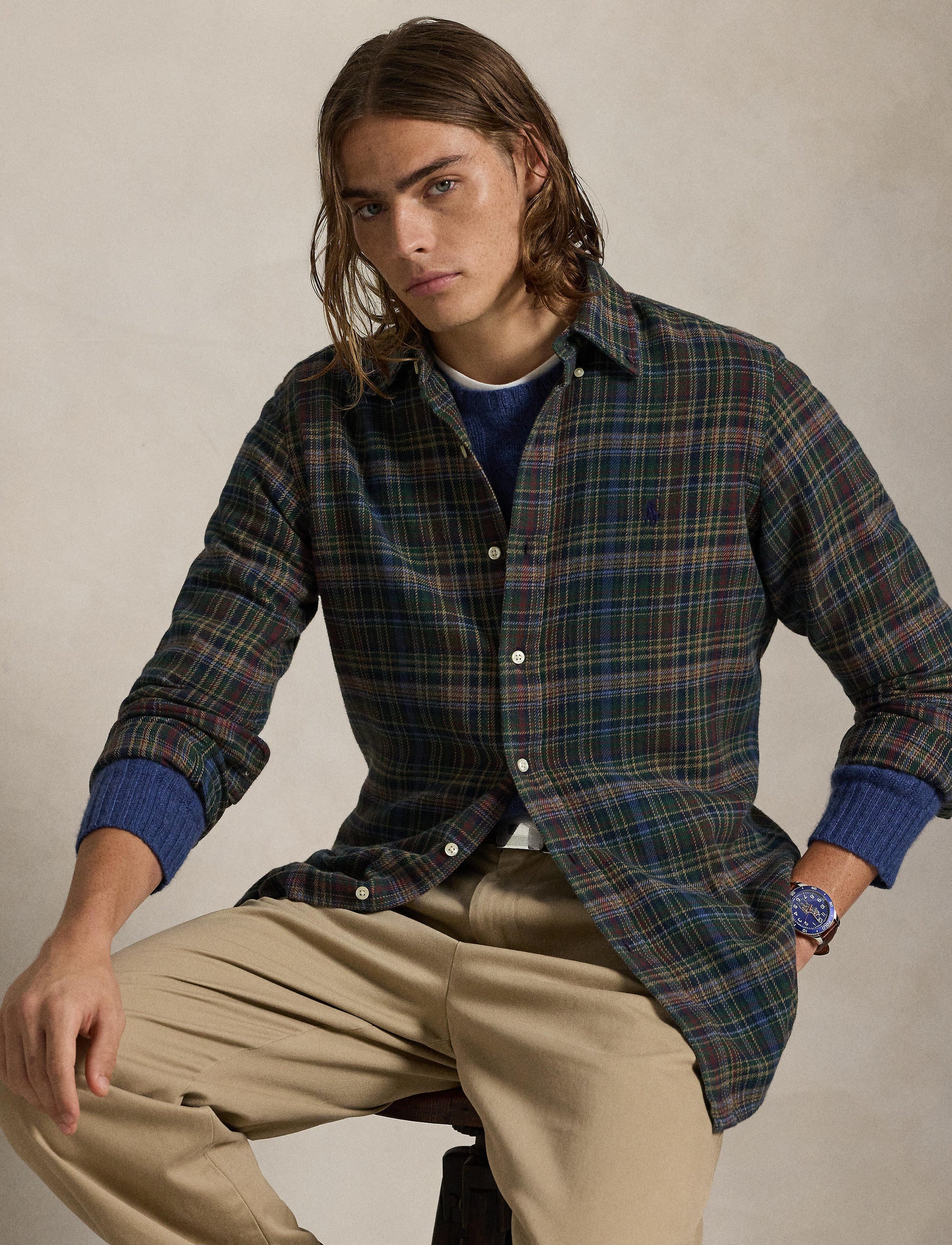 22pcs / NEW // 6944 PINE NAVY MULTI SPORT SHIRT LONG SLEEVE CUBDPPCS
