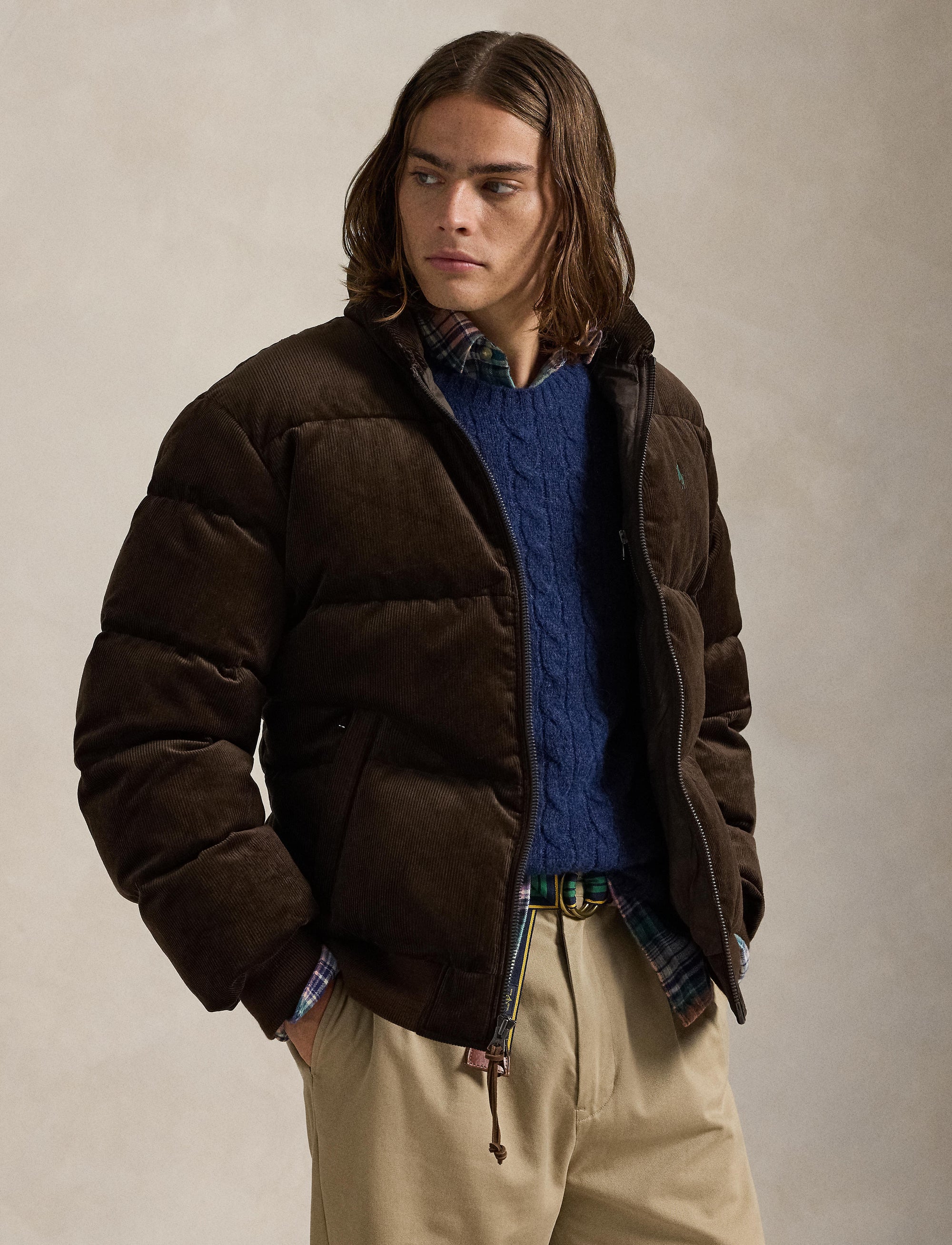 Wyoming corduroy down jacket - Dark Beech