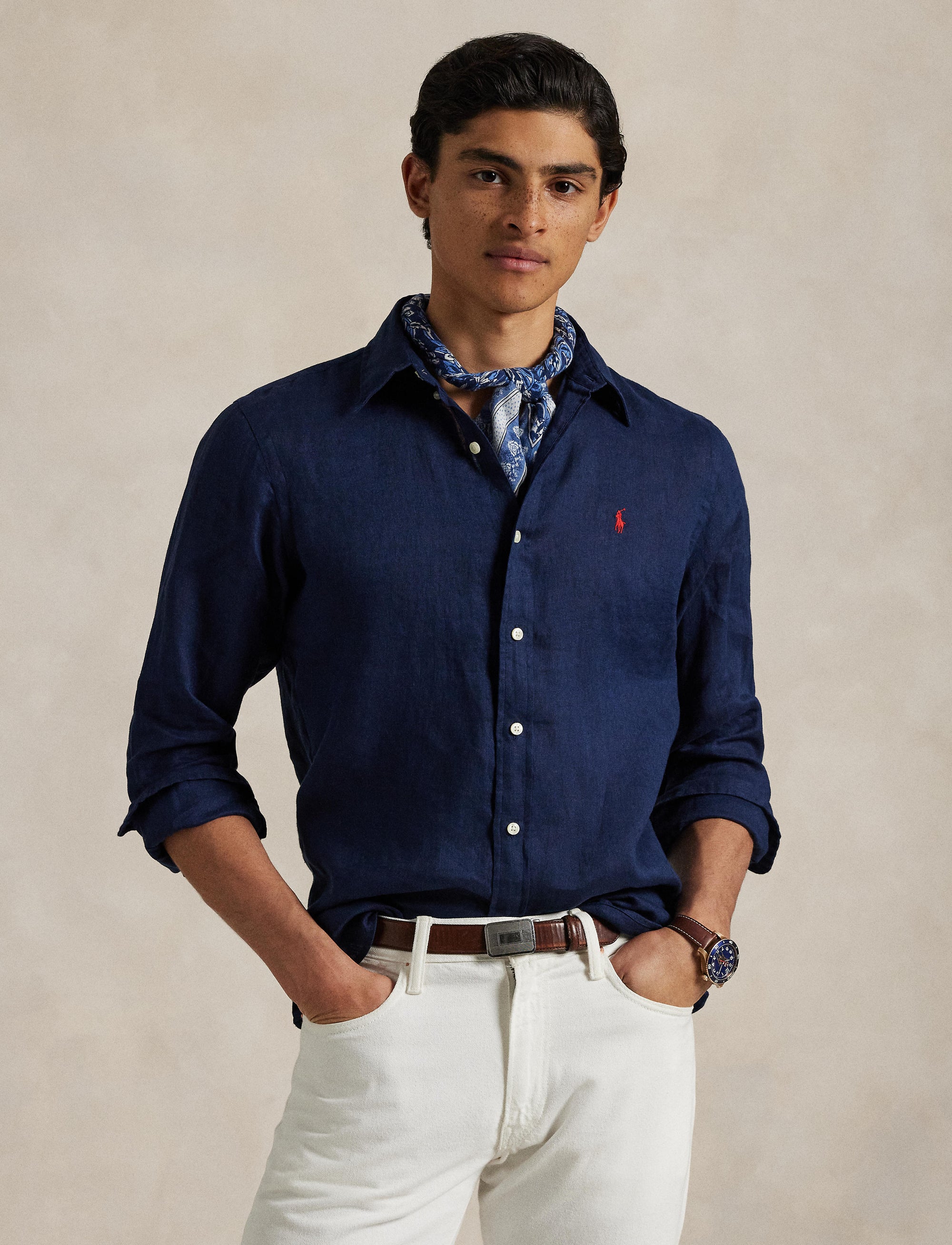 Chemise Slim Fit en lin - Newport Navy