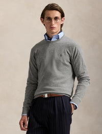 Pull col rond en laine  - Fawn Grey Heather