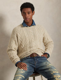 Pull en tricot d'Aran - Coconut Cream Heather
