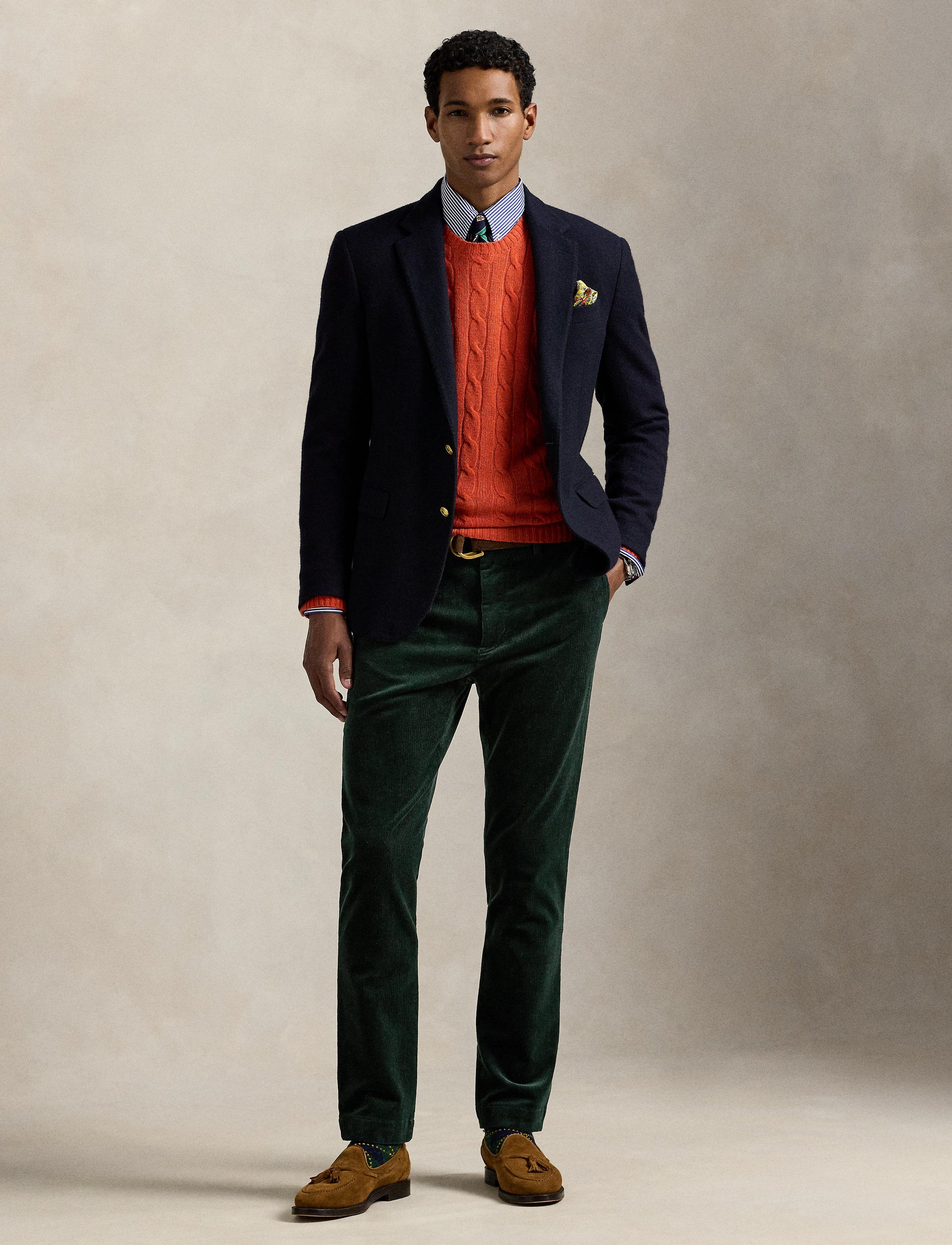Pantalon Andover slim en velours stretch - College Green