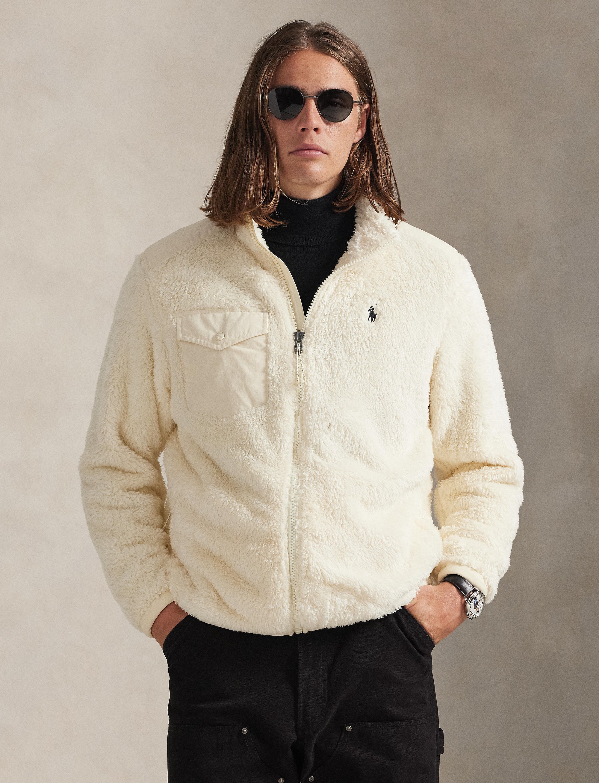 Veste à fermeture zippée - Crème