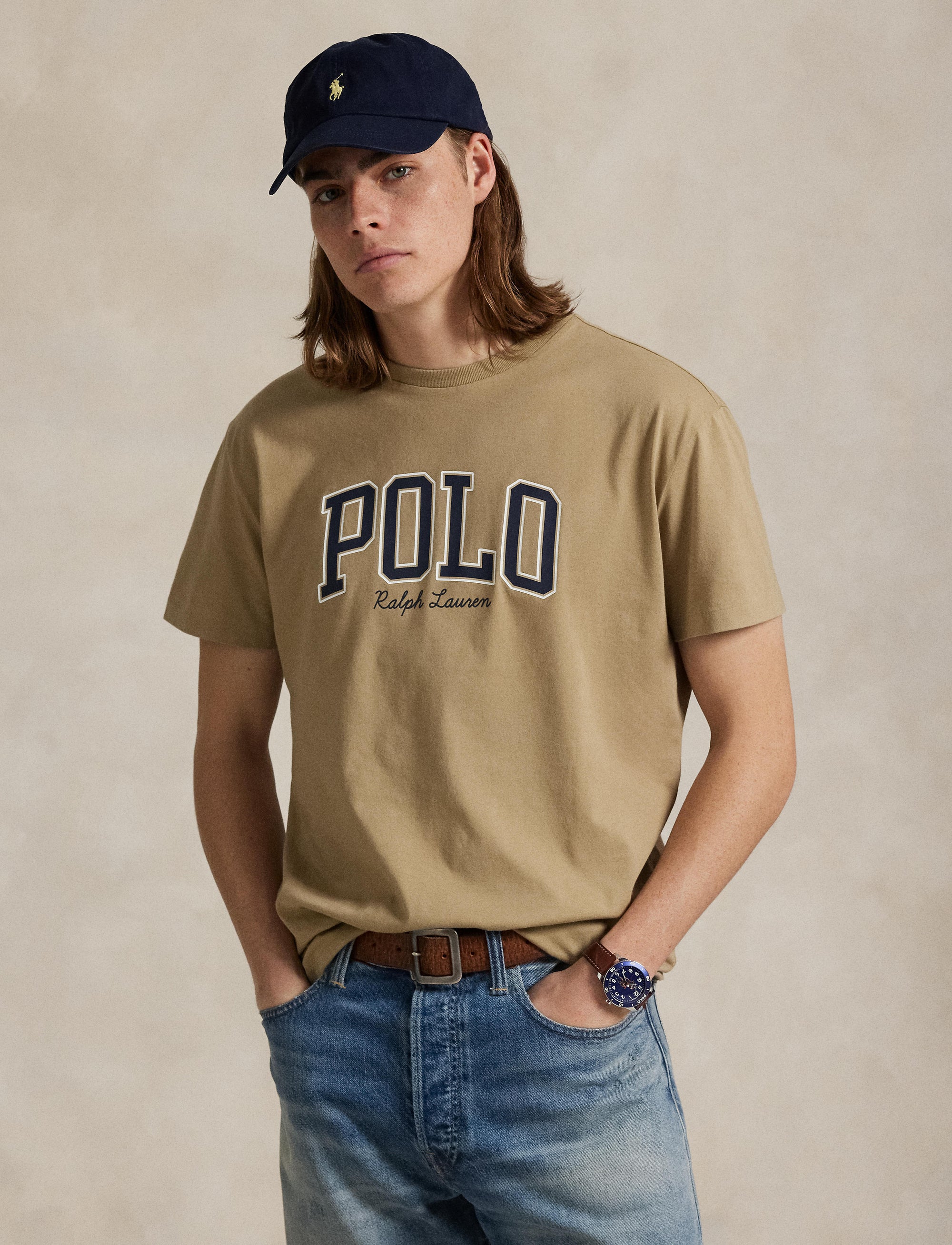 T-shirt à logo Custom Slim Fit - Surrey Tan