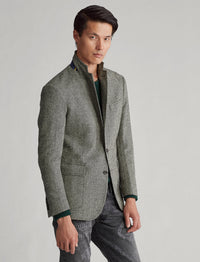 Blazer Polo à chevrons en laine - Black & Cream