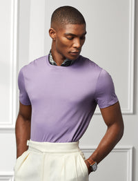 Round-neck T-shirt in Scottish yarn - Purple Haze