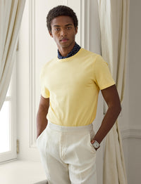 Round-neck T-shirt in Scottish yarn - Lemon Meringue