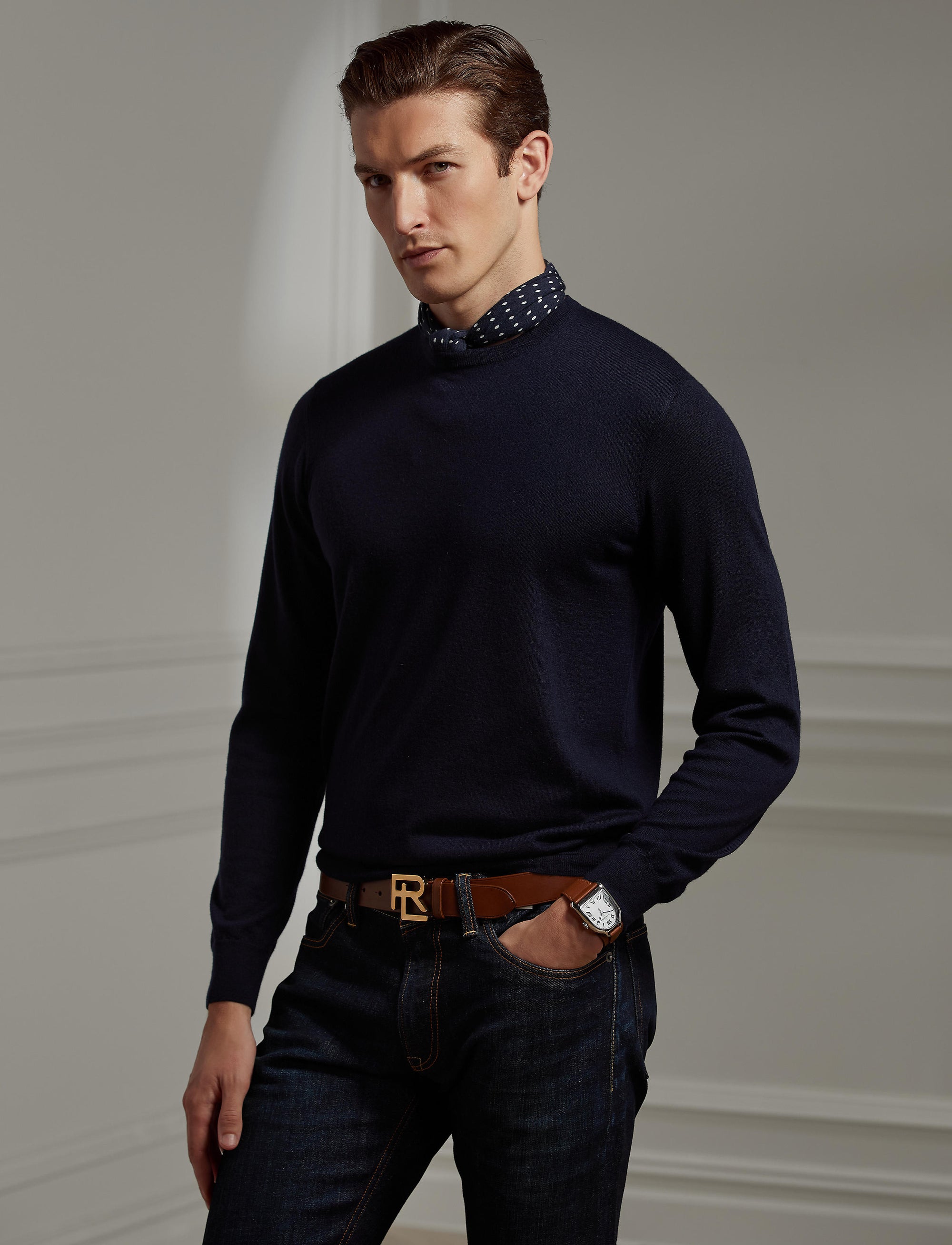 Pull col rond en cachemire - Classic Chairman Navy