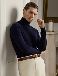 Pull à col roulé en cachemire - Classic Chairman Navy