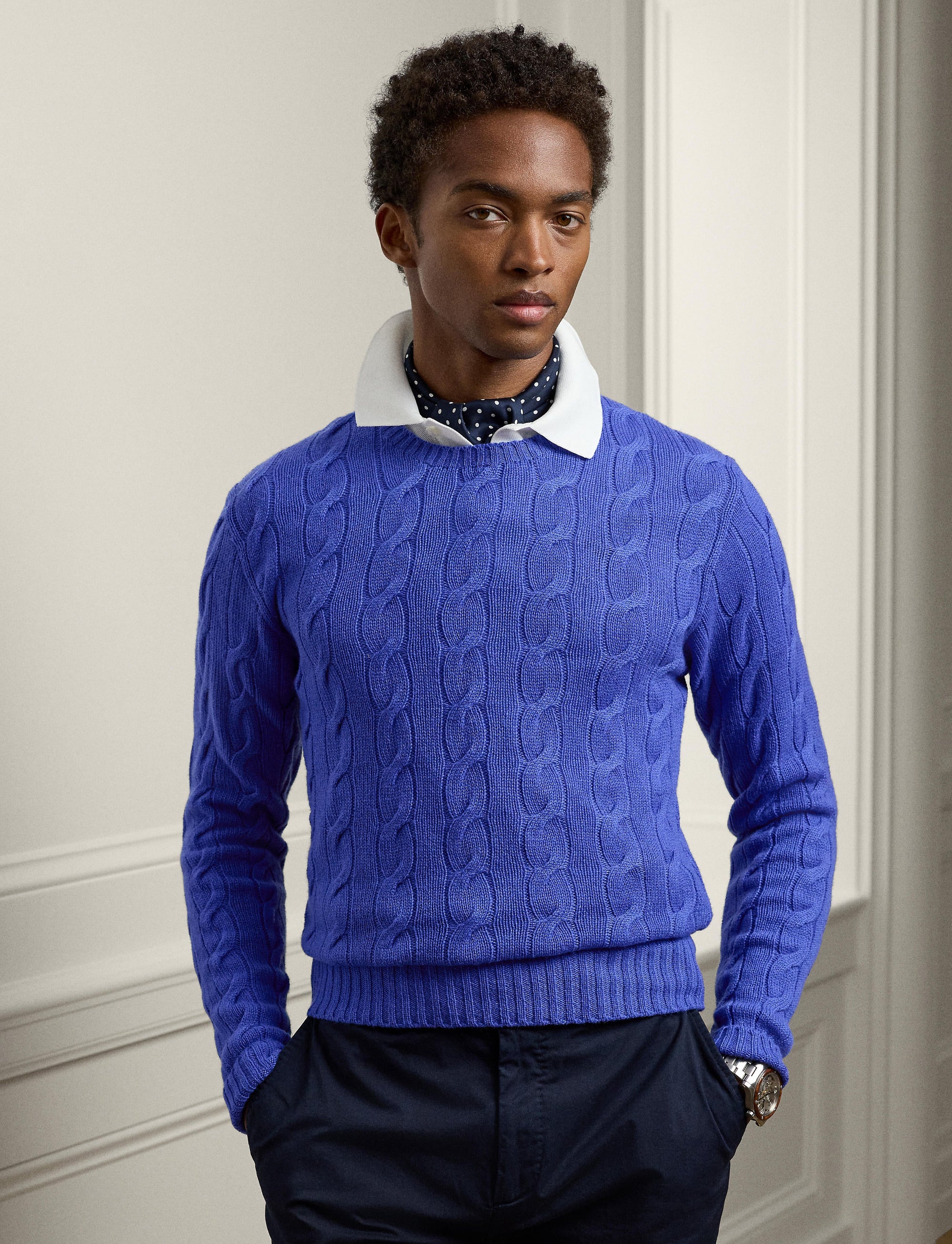 Pull en cachemire torsadé - Classic Copen Blue