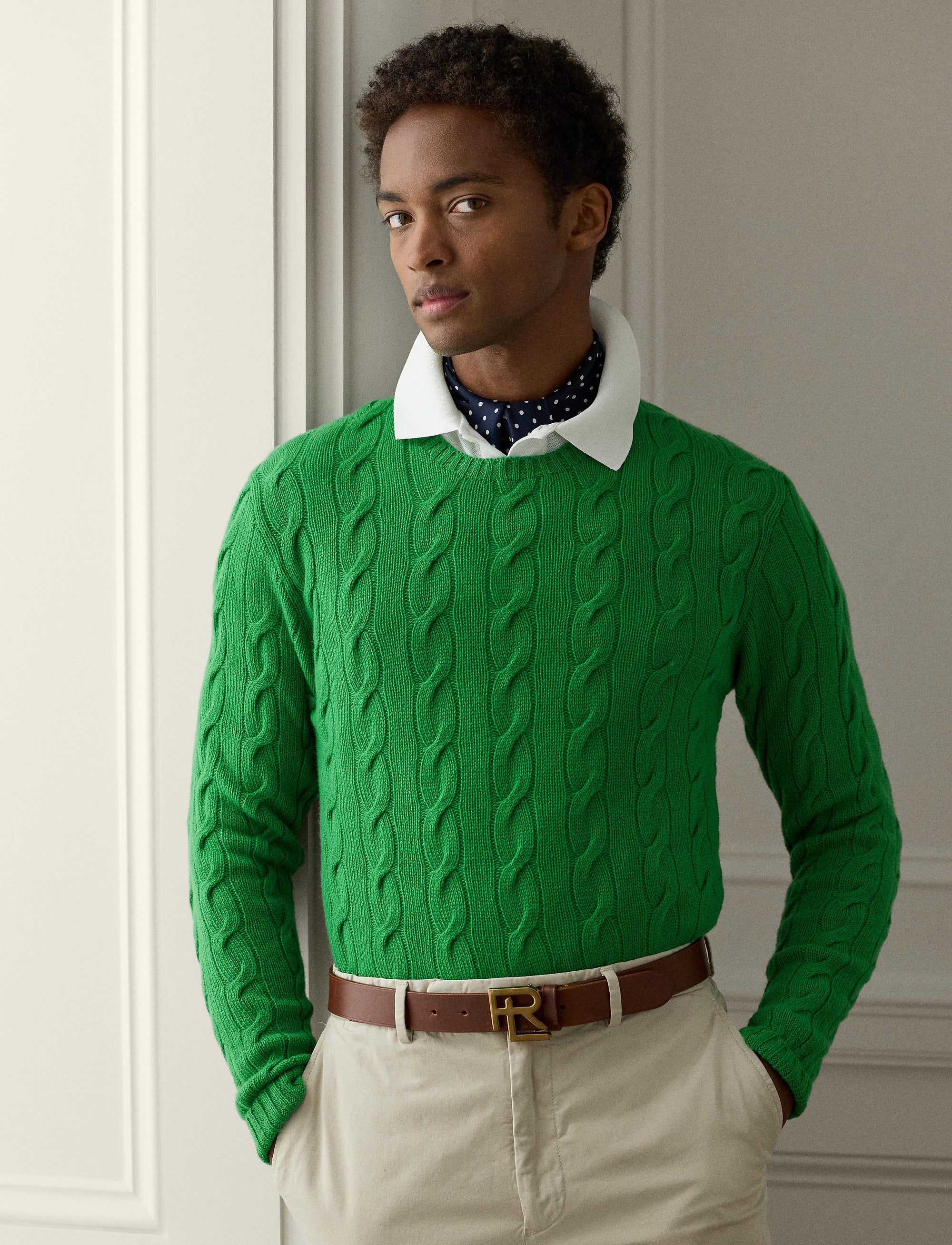 Pull en cachemire torsadé - Vert