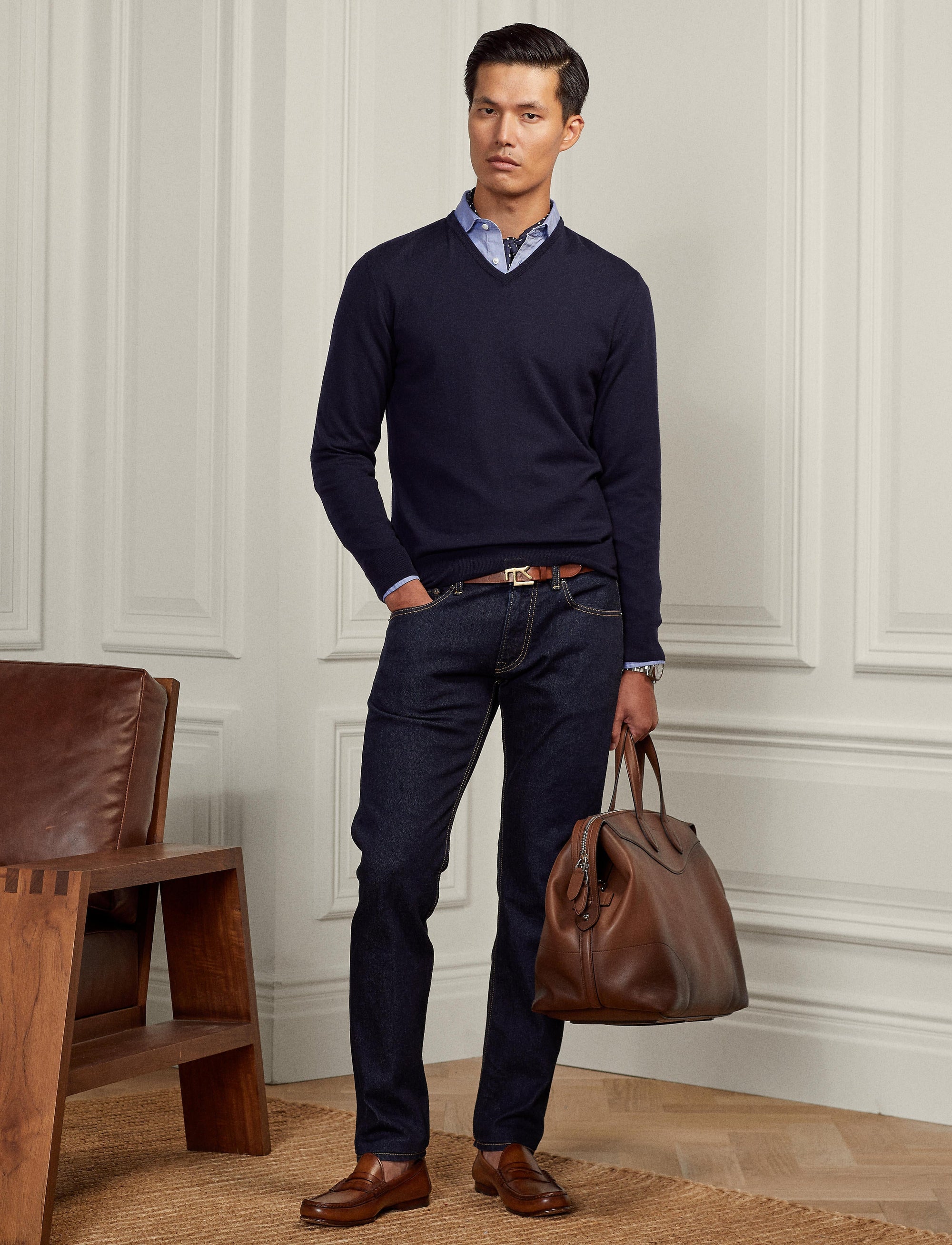 Jean slim stretch lisière selvedge - Bleu
