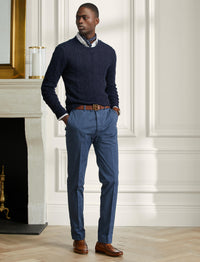 Pantalon slim en chino stretch - Light Navy