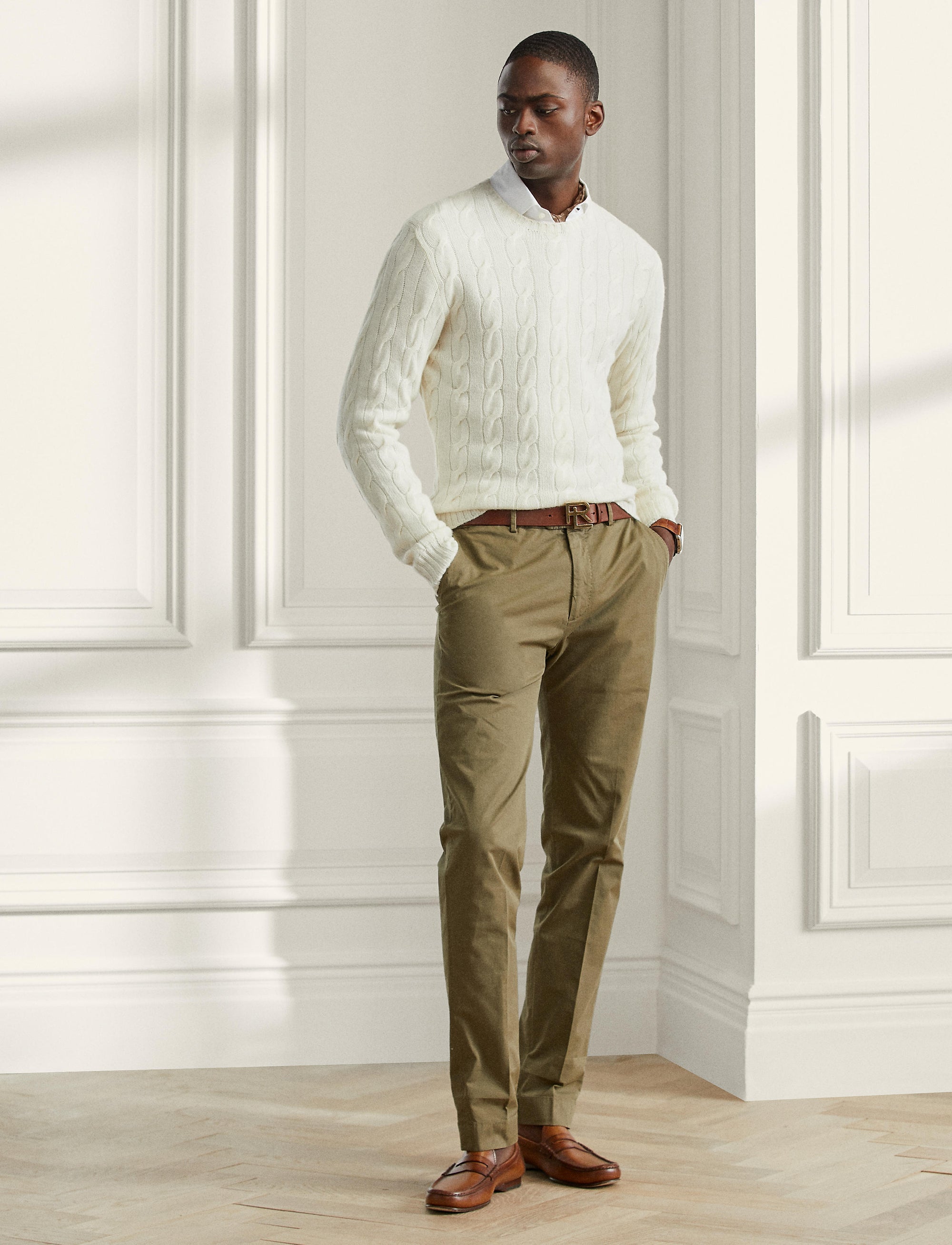 Pantalon slim en chino stretch - Fall Sage