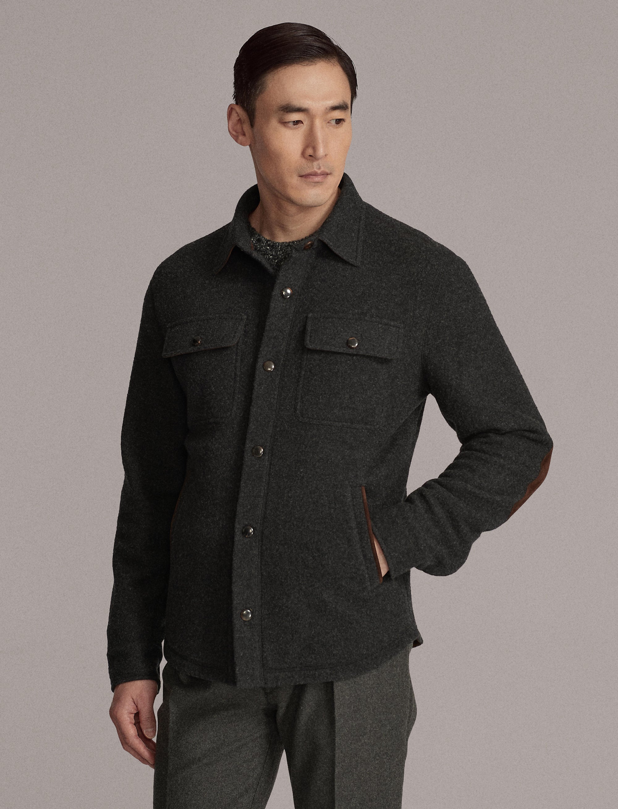 Surchemise en laine - Dark Grey Melange