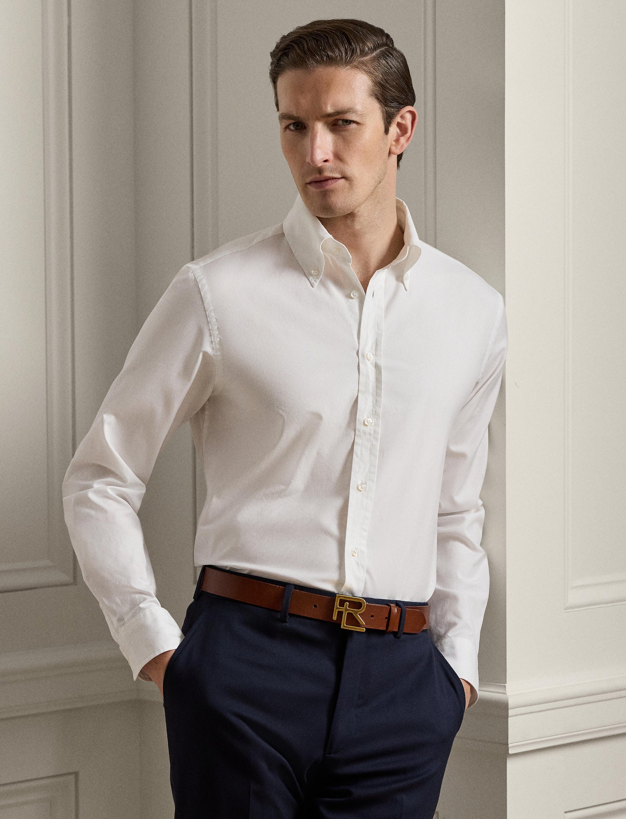 Chemise en grain Oxford délavée - Blanc
