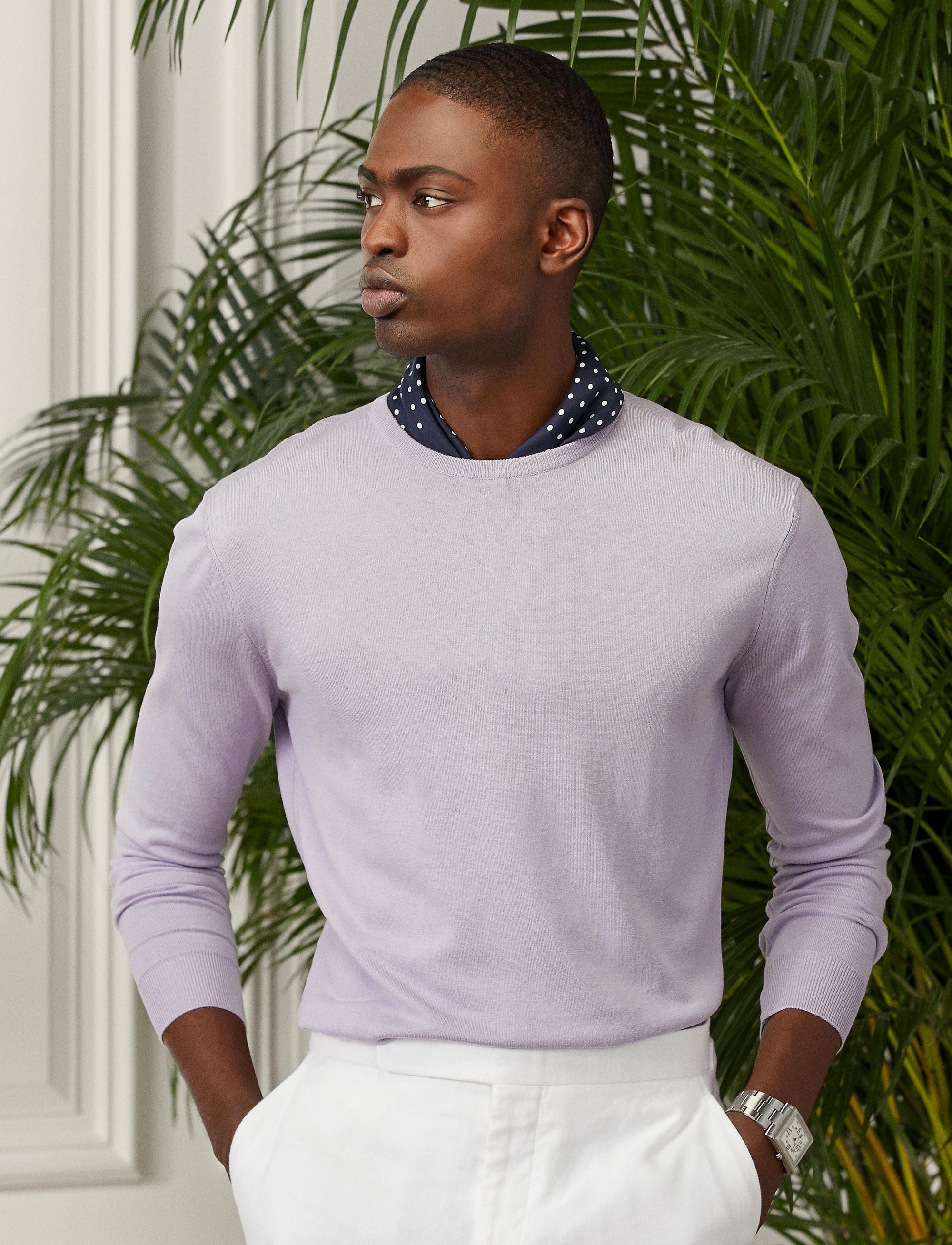 Pull col rond en coton - Lilac