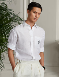 Chemise à monogramme en lin - Optic White