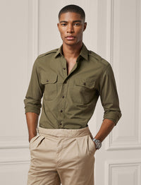Poplin shirt - Olive Night