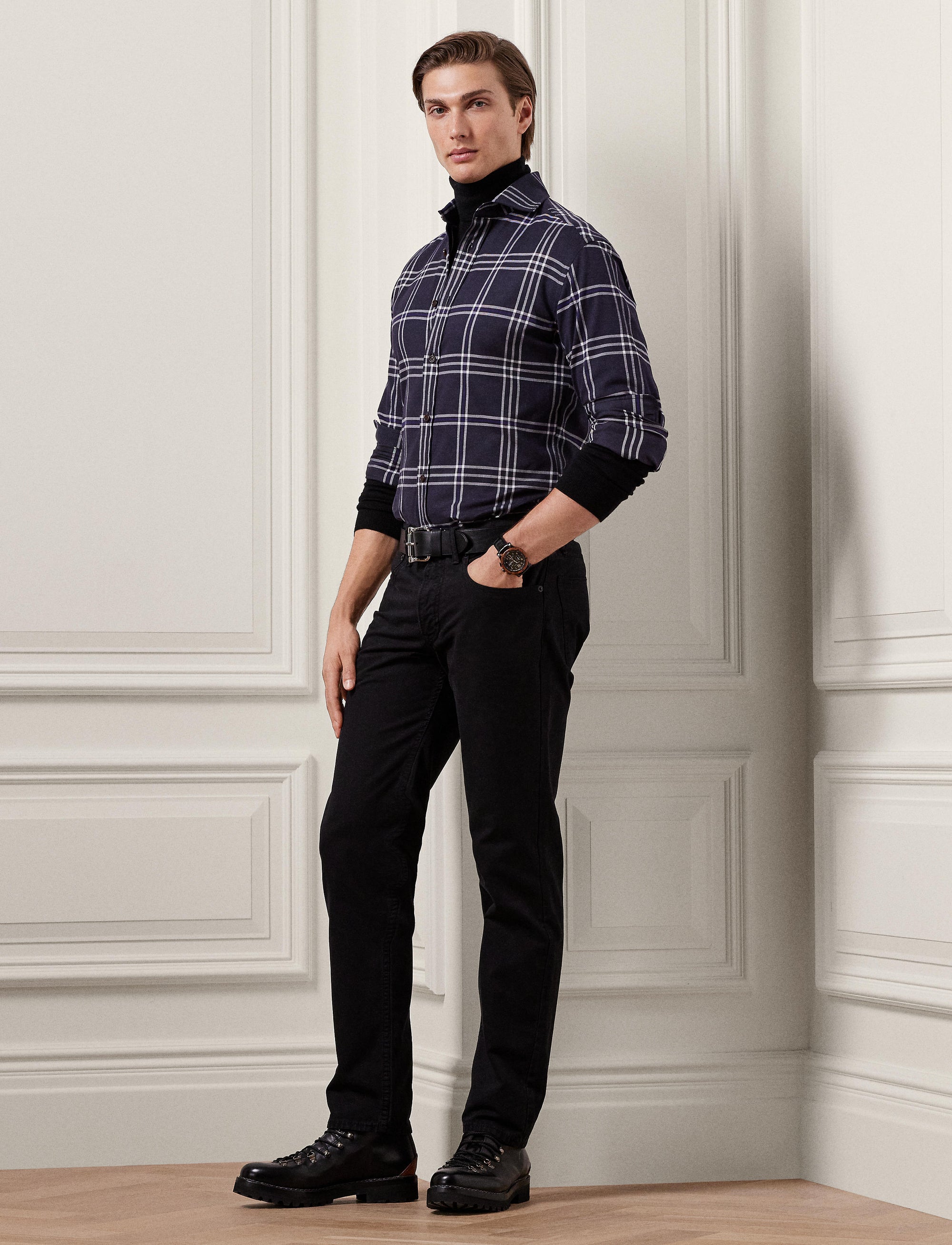 CHECK FRONT - Polo Black