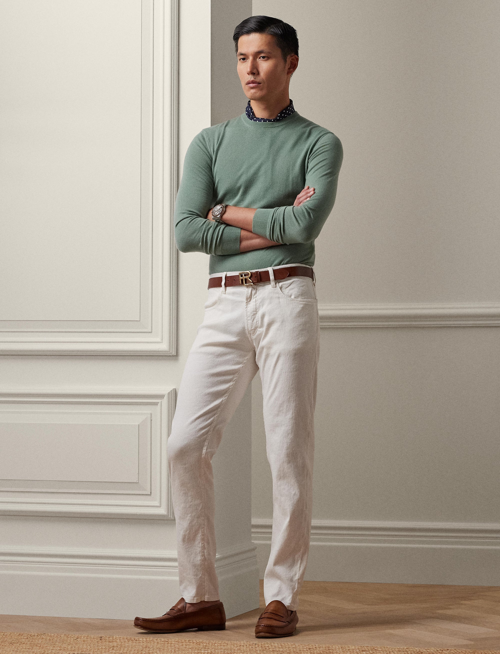 Jean coupe slim en lin - Classic Cream