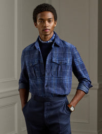 Suede tartan overshirt - Navy, Blue & Multicolour