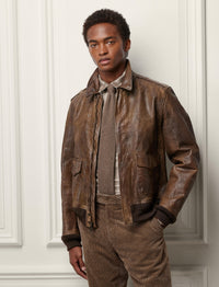 Veste d'aviateur Ridley en cuir  - Vintage Brown