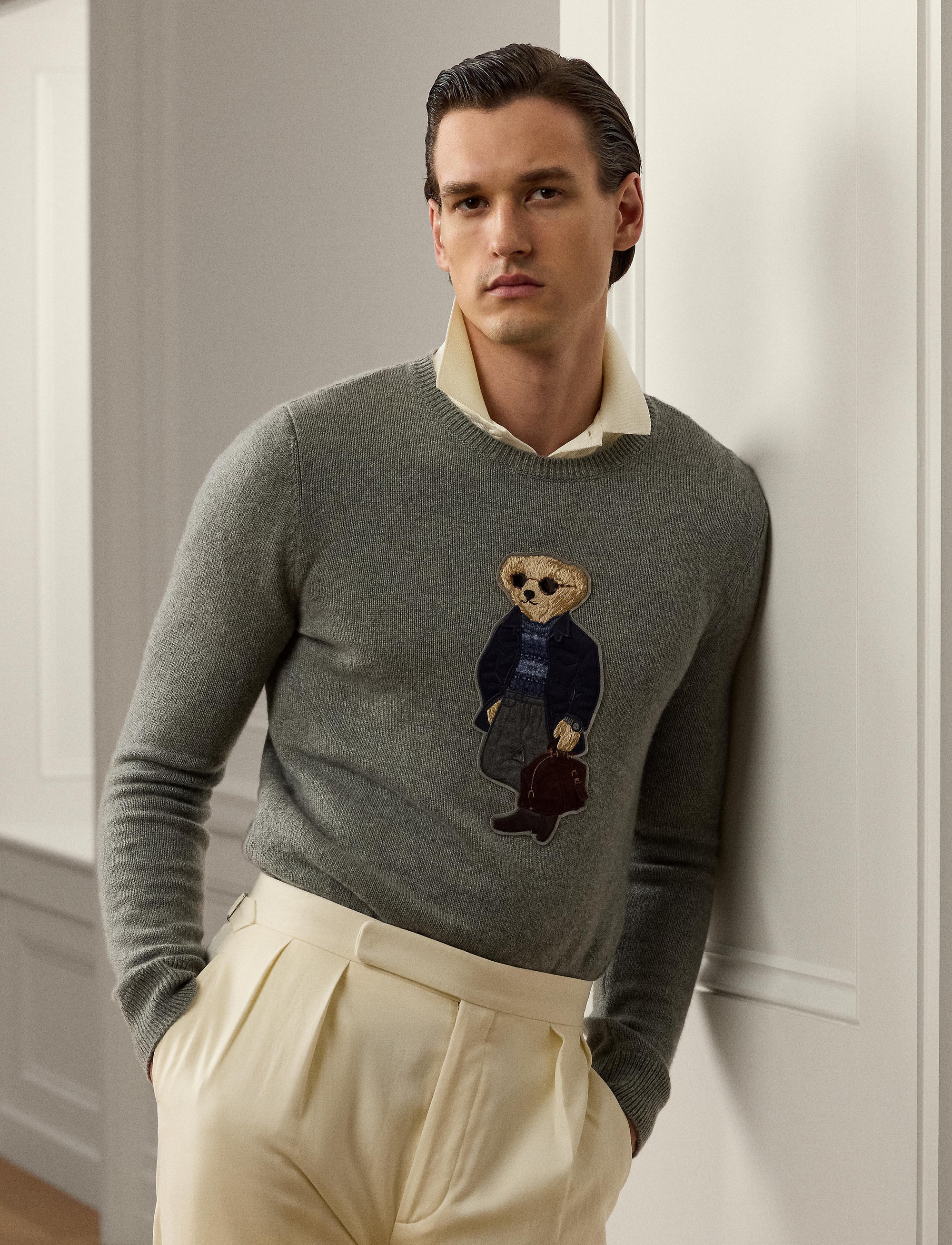 Polo Bear cashmere jumper - Cls Light Grey Heather