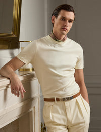 T-shirt à col rond en interlock  - Classic Cream