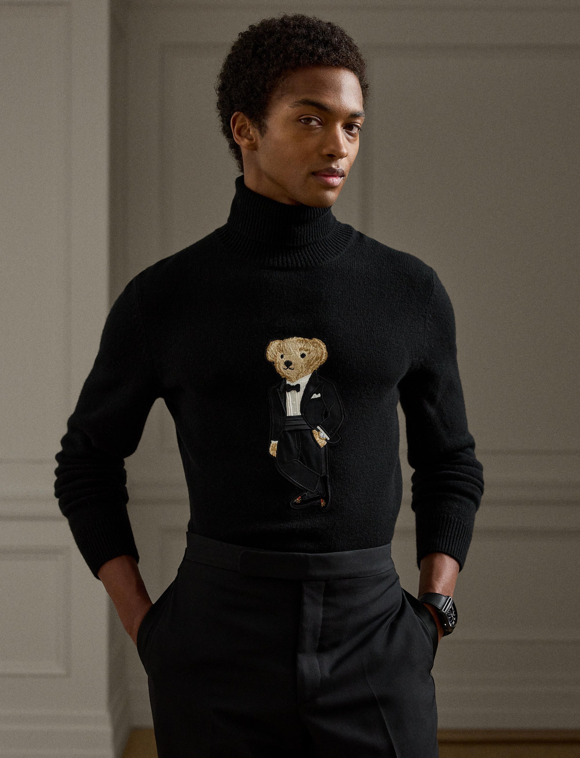 Pull col roulé Polo Bear en cachemire - Classic Black