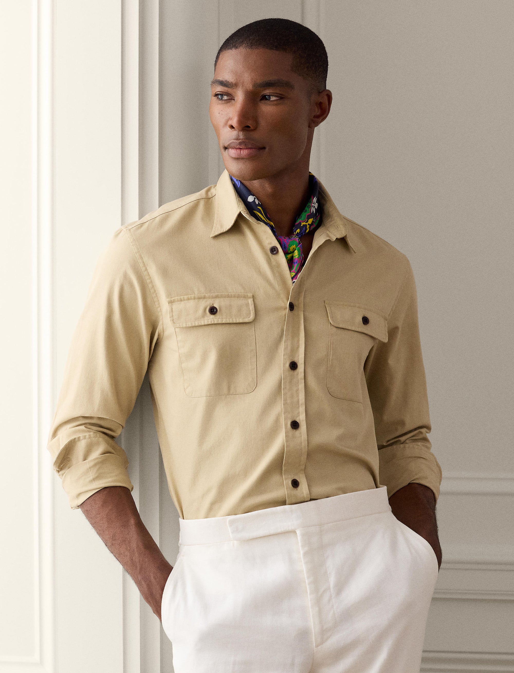 Shirt with chest pocket - Tan