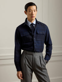 Wool tartan shirt - Navy
