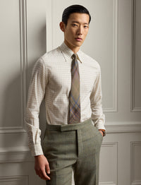 Flannel tattersall shirt - Camel, Brown & Cream